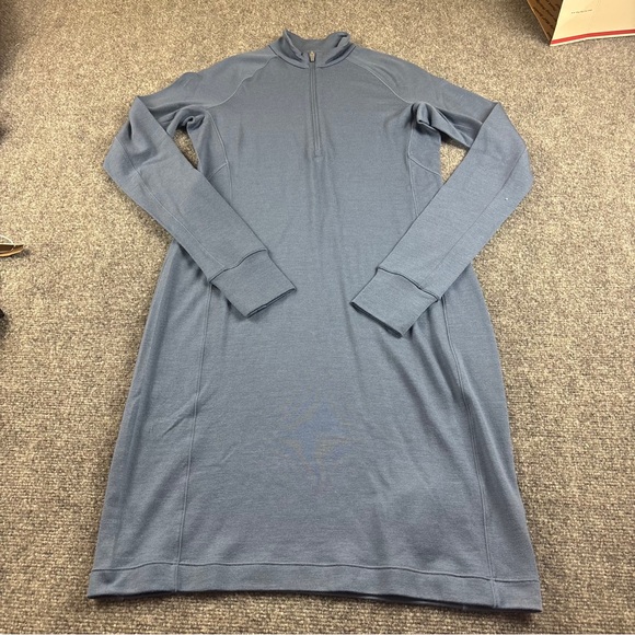 Icebreaker Dresses & Skirts - ICEBREAKER Women’s Blue Granary 260 Merino Long Sleeve 1/4 Zip Dress size Small
